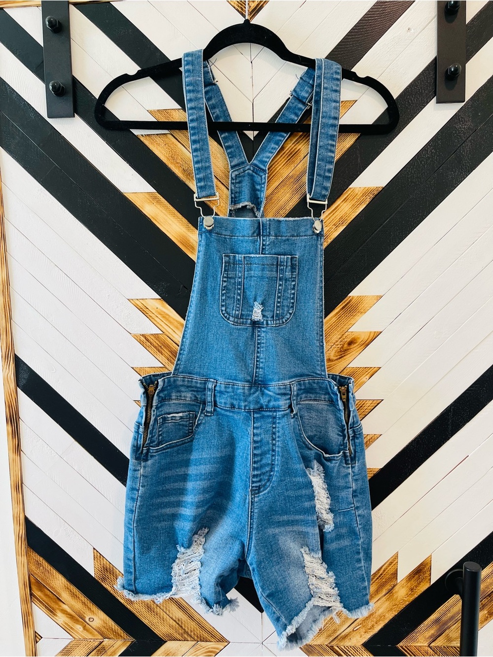Denim Short Overalls for Women - Blue